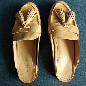 Vionic Women's REAGAN Patent Leather Tasseled Mules Slip On Shoes Size 8 Wide